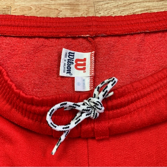 Vintage Wilson Sports Sweat Shorts Red Medium Gym Tennis Made in USA 80s / 90s - Picture 3 of 14